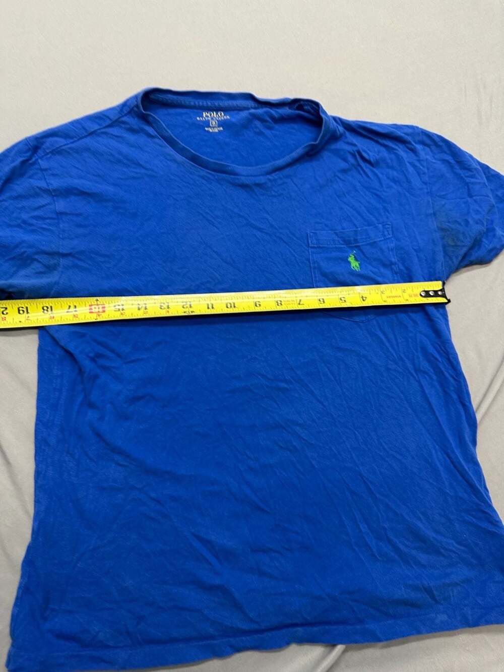 Polo Ralph Lauren Blue Short Sleeve Pocket T-Shirt with Green Pony Logo Size S - Picture 5 of 6